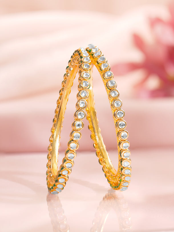 Rubans Set of 2 Gold Plated Traditional Kundan Bangles