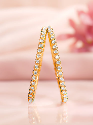 Rubans Set of 2 Gold Plated Traditional Kundan Bangles