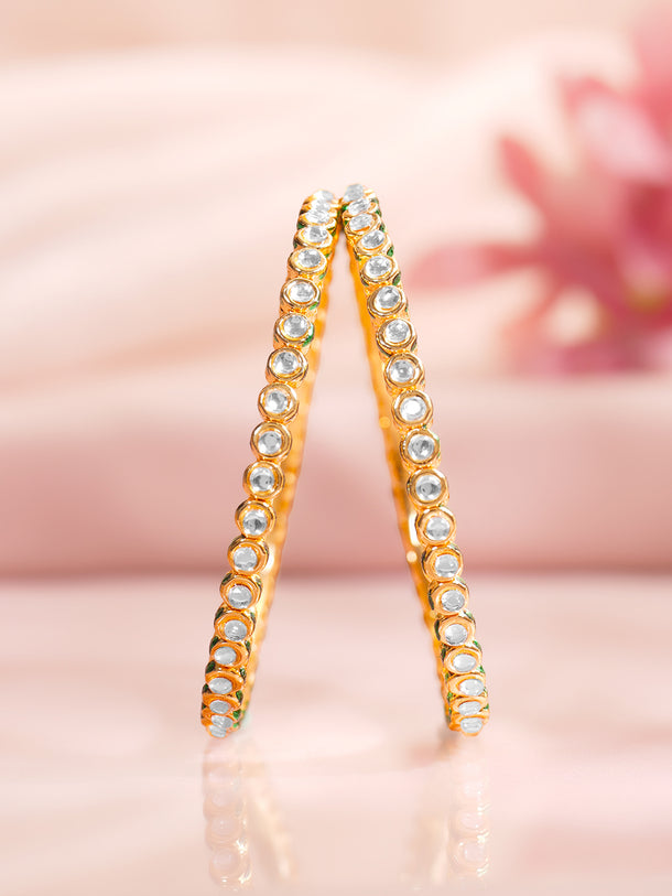 Rubans Set of 2 Gold Plated Traditional Kundan Bangles