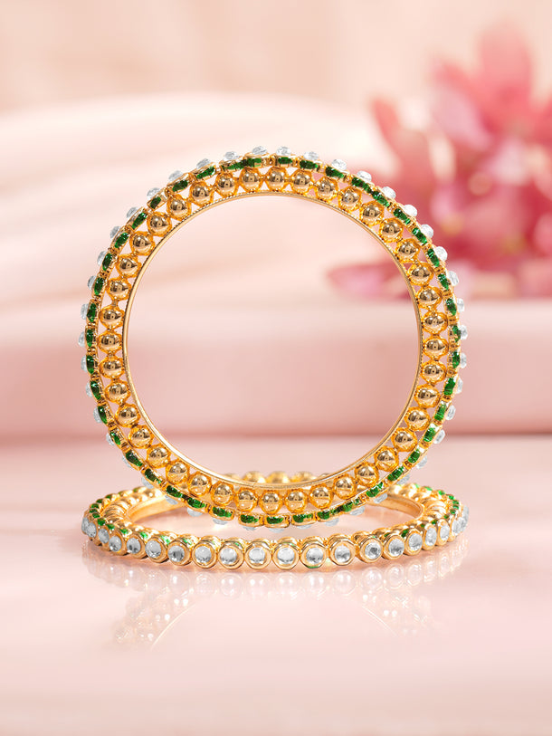 Rubans Set of 2 Gold Plated Traditional Kundan Bangles