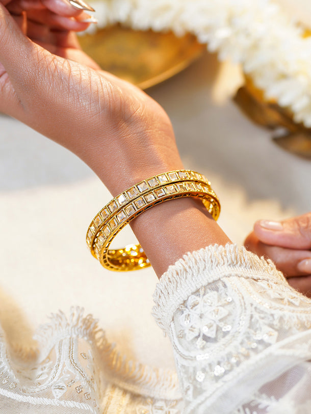Rubans Set of 2 Gold Plated Traditional Kundan Bangles