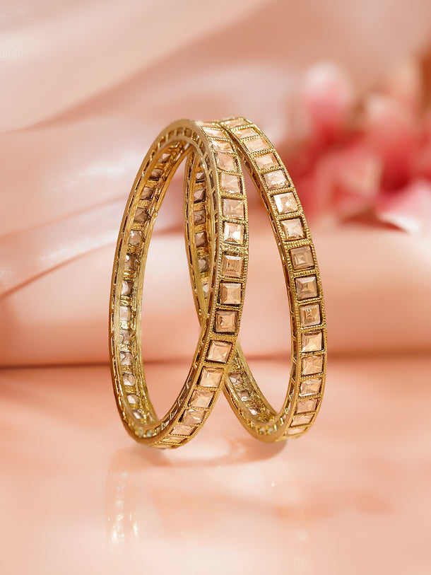 Rubans Set of 2 Gold Plated Traditional Kundan Bangles