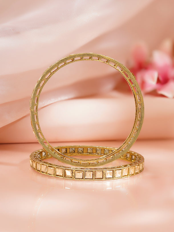 Rubans Set of 2 Gold Plated Traditional Kundan Bangles