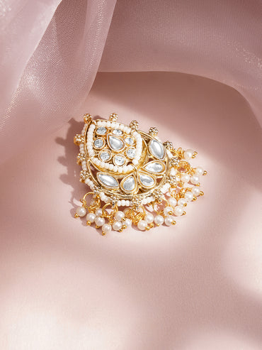 Royal Kundan Pearl Statement Hair Accessory