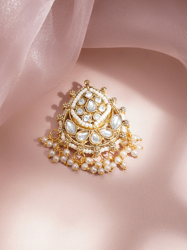 Royal Kundan Pearl Statement Hair Accessory