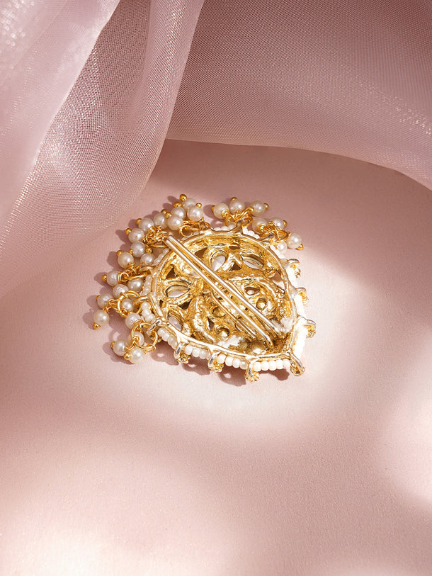 Royal Kundan Pearl Statement Hair Accessory