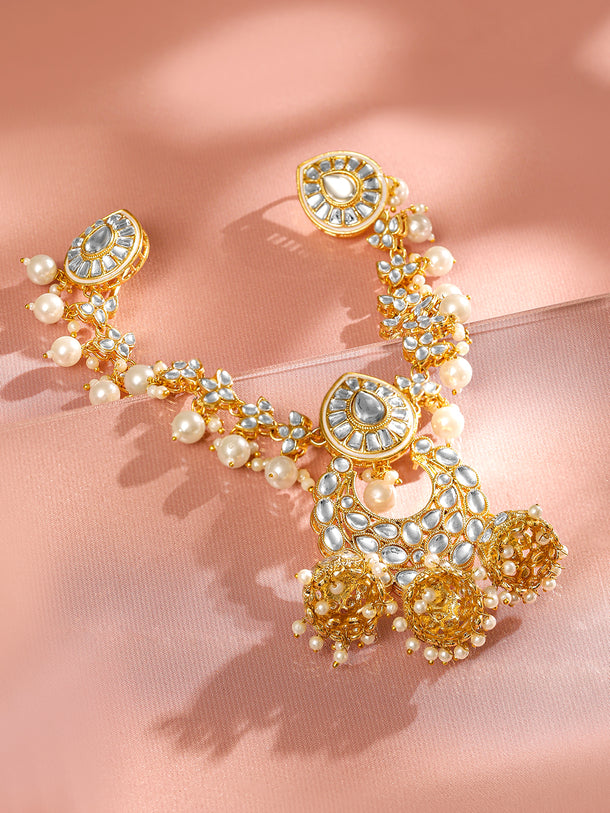 Pearl Meets Kundan Hair Brooch