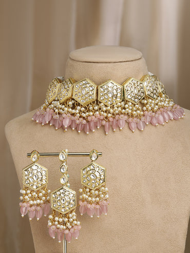 Rubans Gold Plated Festive Kundan Necklace Set