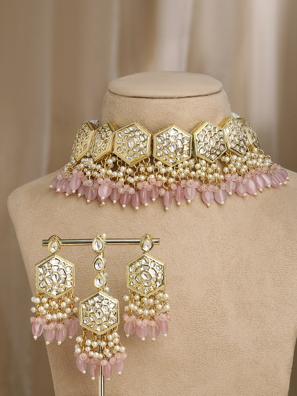 Rubans Gold Plated Festive Kundan Necklace Set