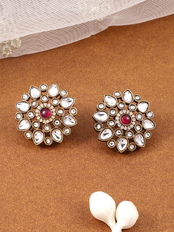 Refined Petal Kundan & Red Choker Set