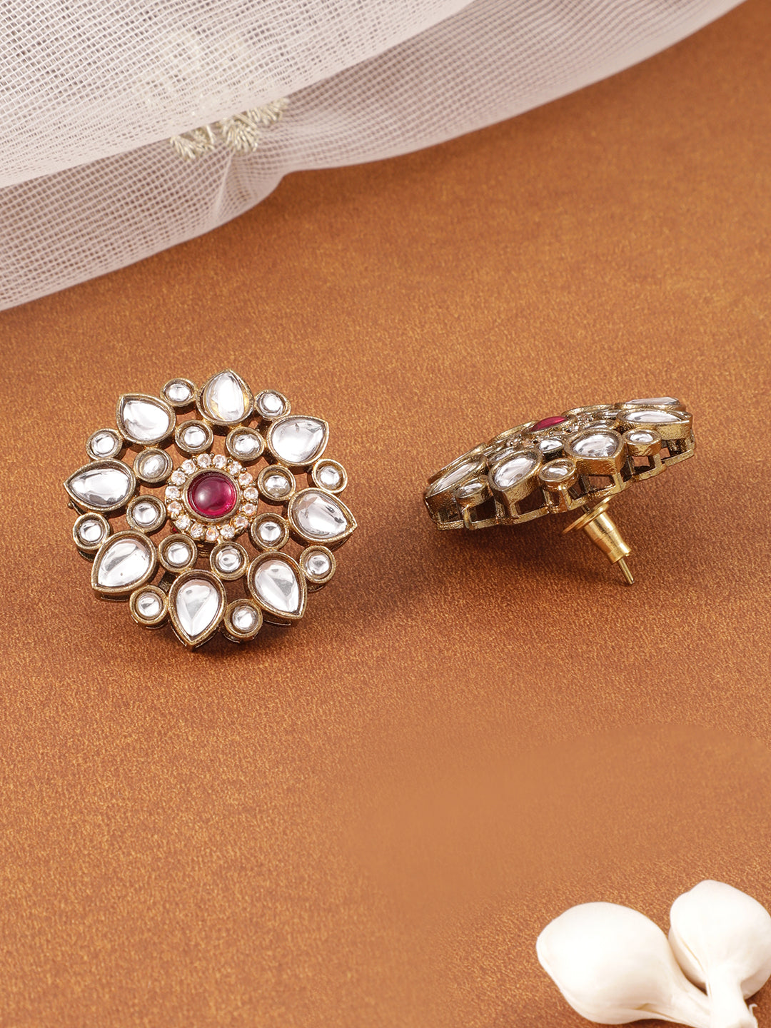 Refined Petal Kundan & Red Choker Set