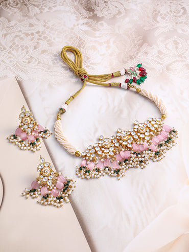 Lustrous Light Pink Necklace Set