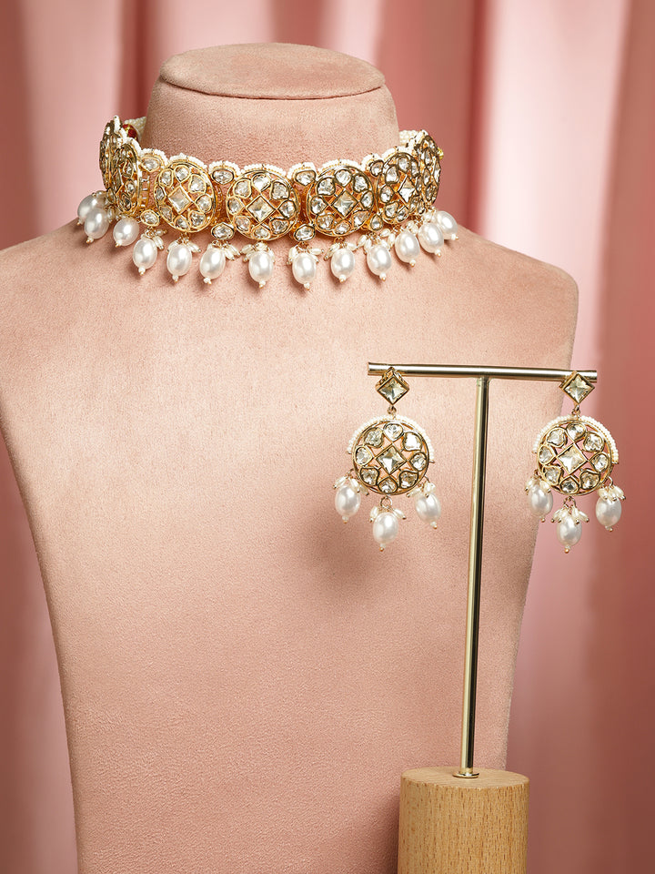 Gold Tone Kundan Choker Set