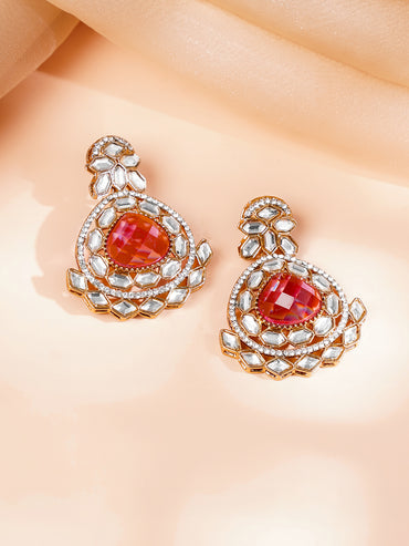 Gold Plated Pearl Beaded Ruby Red Kundan Choker Set With Maangtikka