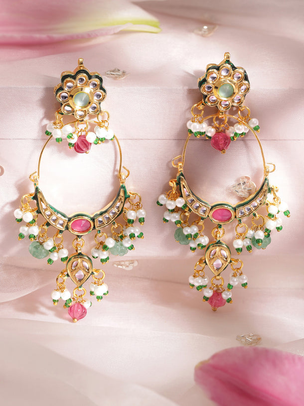 Stunning Multicolour Kundan Chandbali