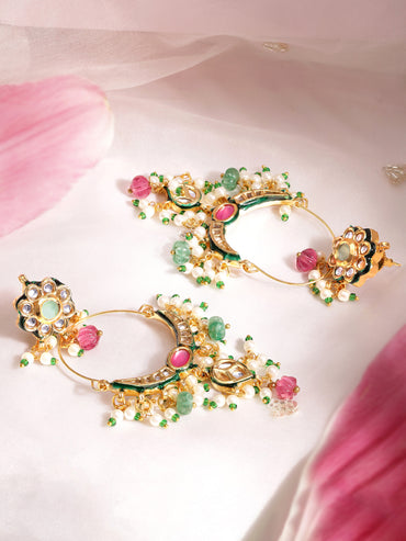 Stunning Multicolour Kundan Chandbali