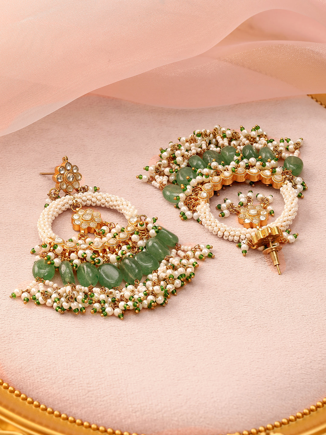 Heritage Pearl Green Beads Danglers