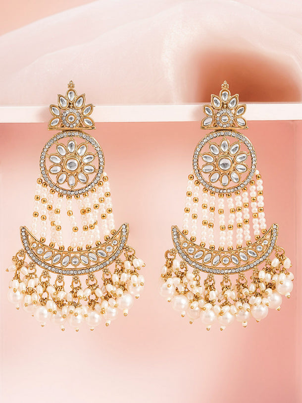 Moonlit Pearl Chandbali Glow Earrings