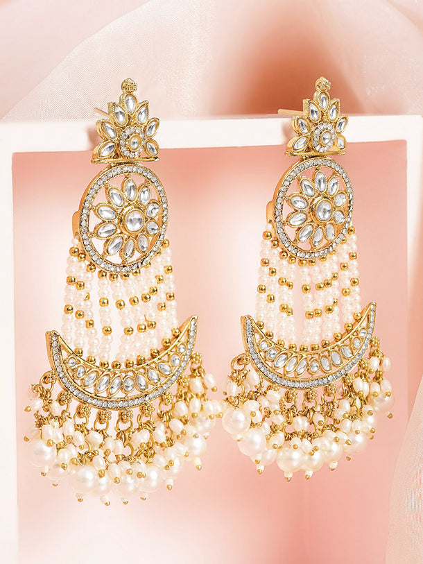 Moonlit Pearl Chandbali Glow Earrings