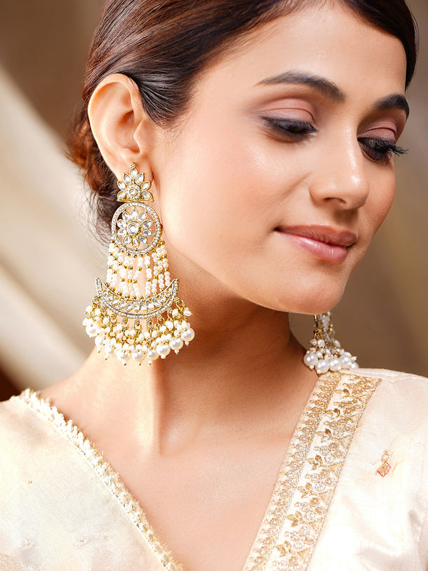 Moonlit Pearl Chandbali Glow Earrings