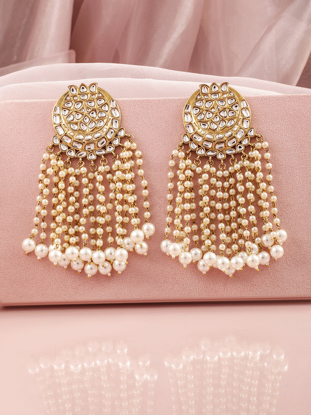 Golden Era Kundan Pearls Chandelier Earrings