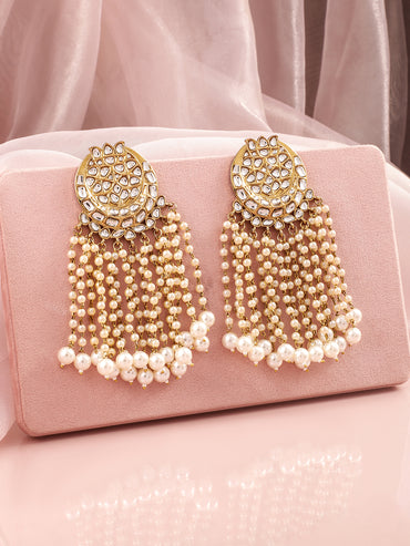 Golden Era Kundan Pearls Chandelier Earrings