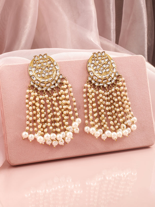 Golden Era Kundan Pearls Chandelier Earrings