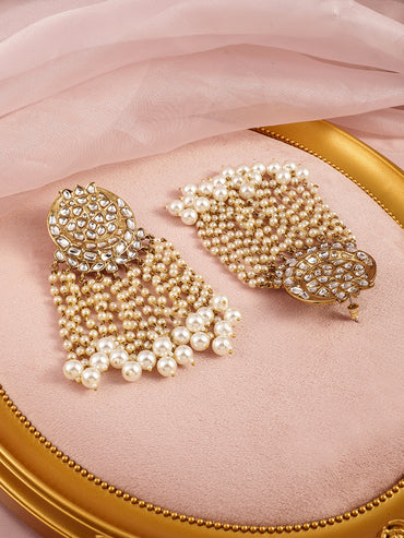 Golden Era Kundan Pearls Chandelier Earrings