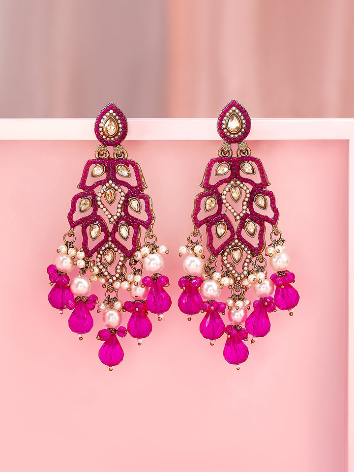 Lustrous Dark Pink Danglers
