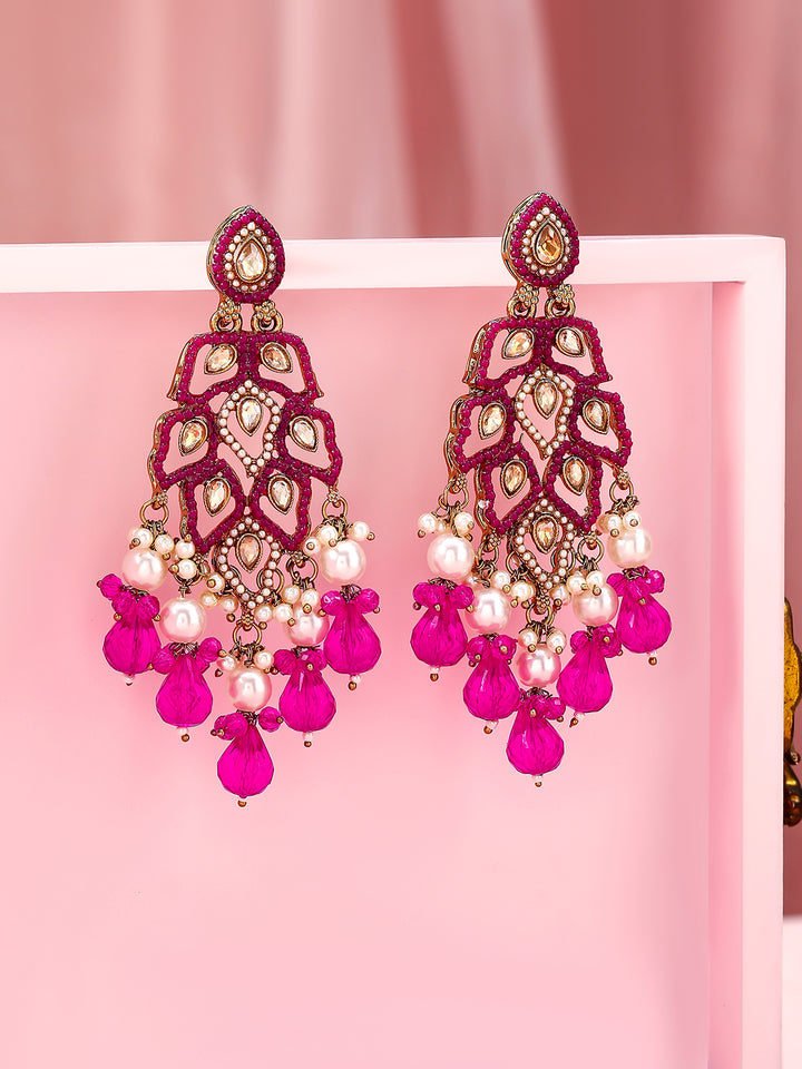 Lustrous Dark Pink Danglers