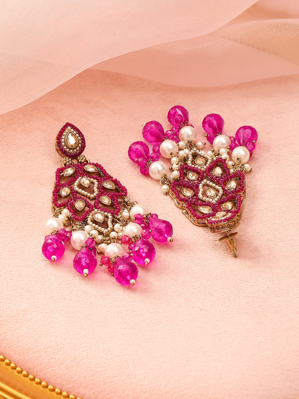 Lustrous Dark Pink Danglers