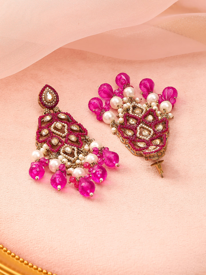Lustrous Dark Pink Danglers