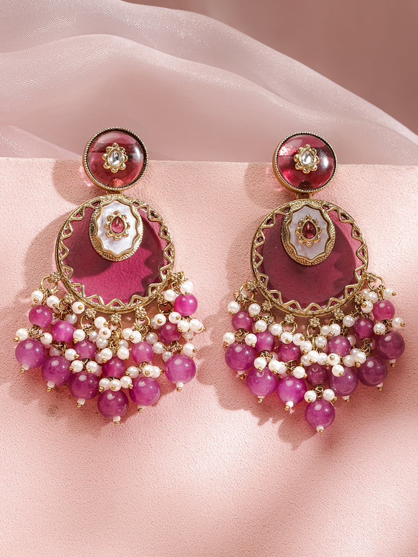 Lustrous Pink Heritage Chandbali