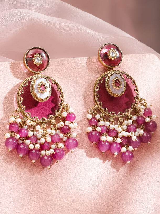 Lustrous Pink Heritage Chandbali