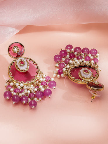 Lustrous Pink Heritage Chandbali