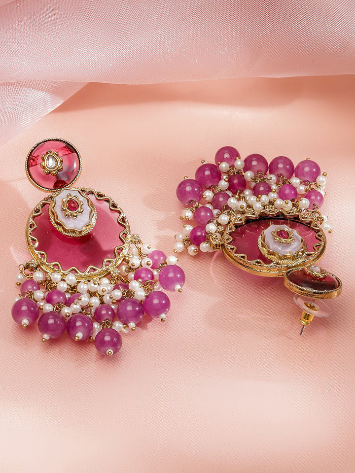 Lustrous Pink Heritage Chandbali