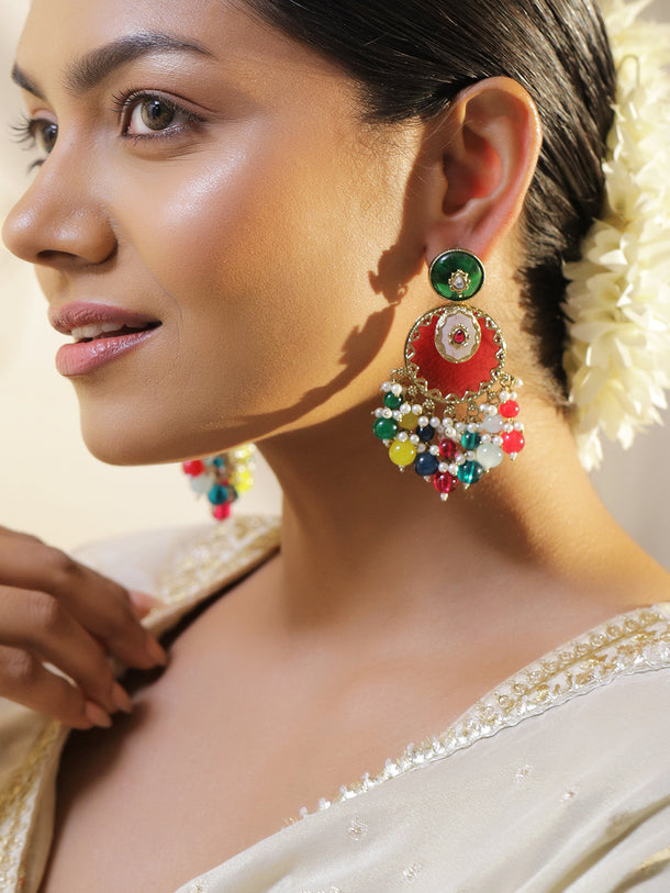 Rainbow Charm Kundan Chandbali