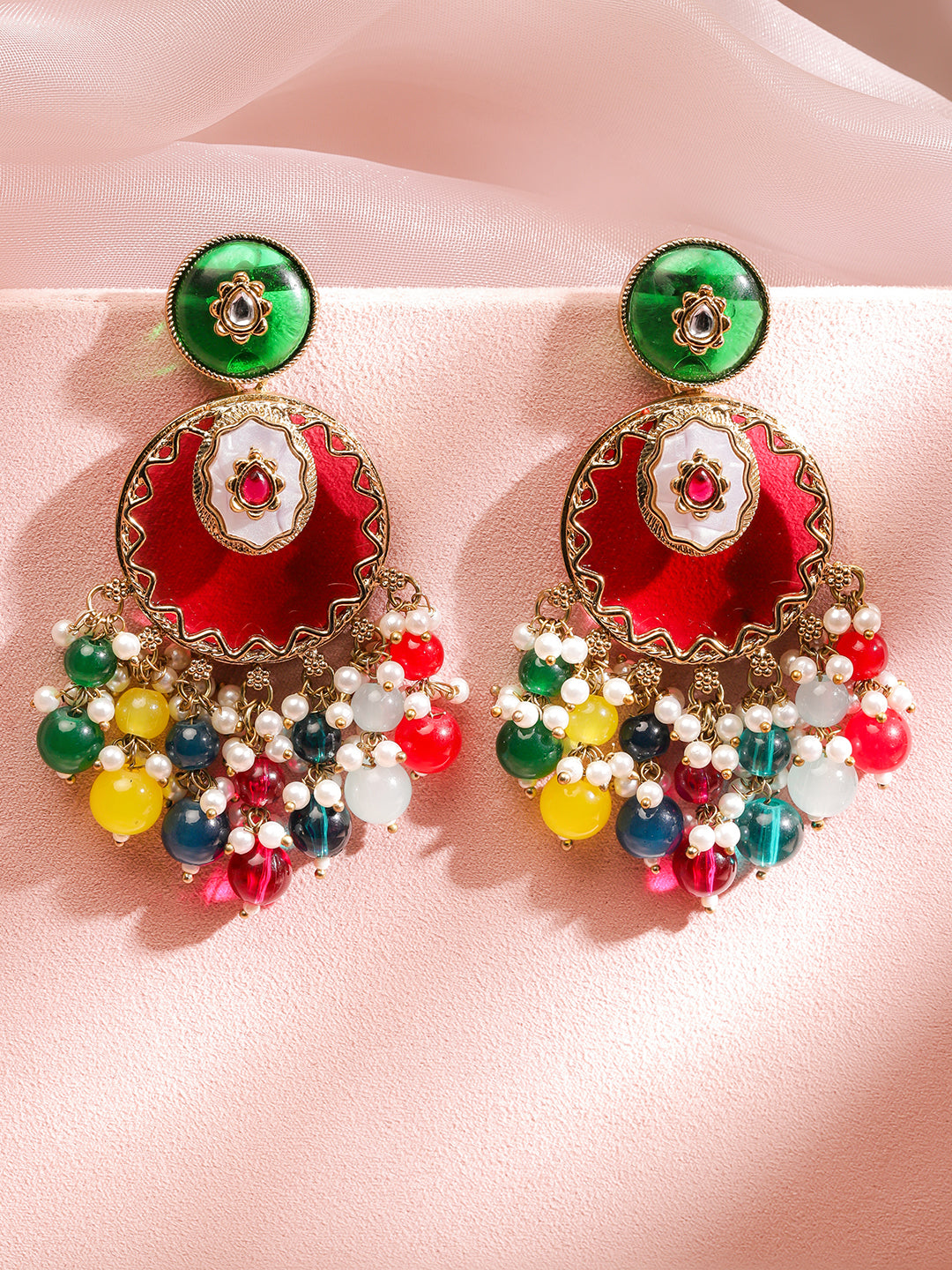 Rainbow Charm Kundan Chandbali
