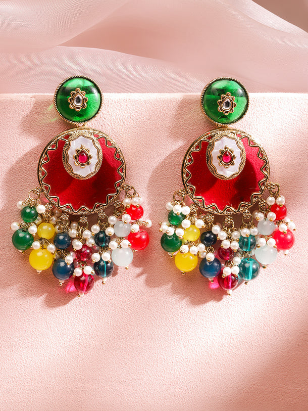 Rainbow Charm Kundan Chandbali