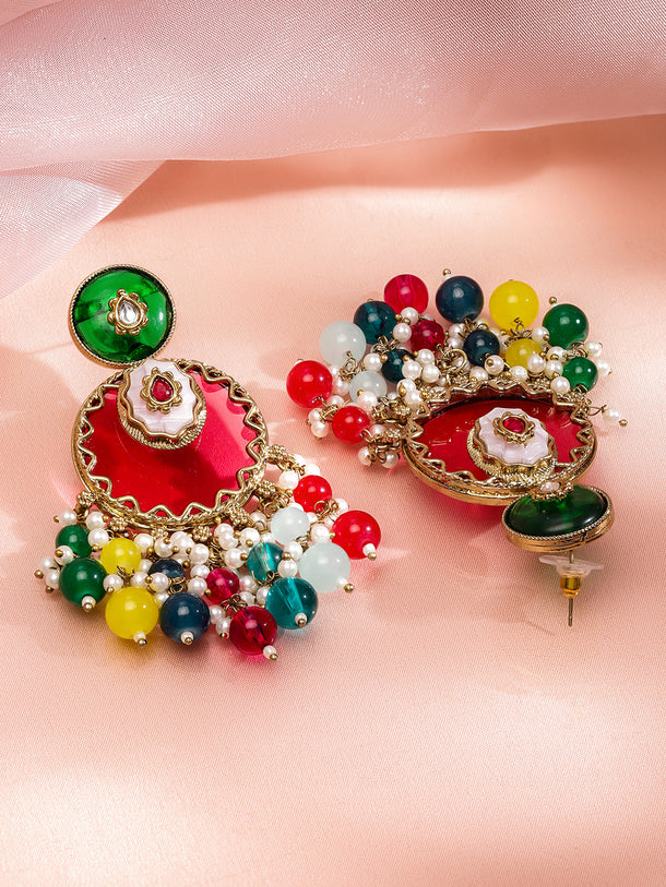 Rainbow Charm Kundan Chandbali