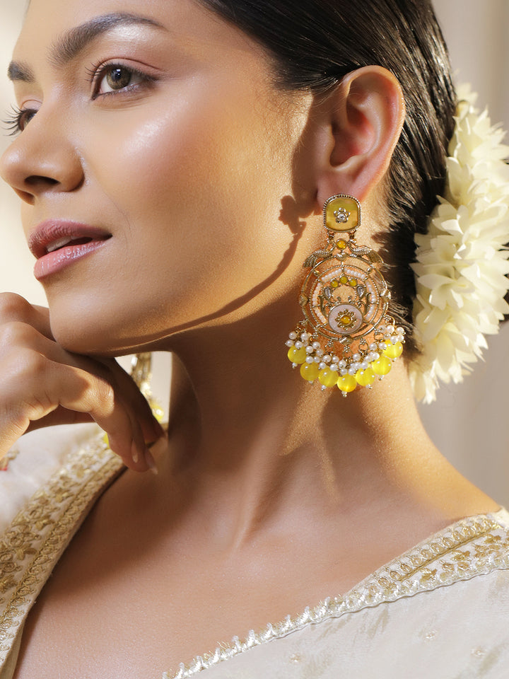 Yellow–White Chic Celebration Earrings