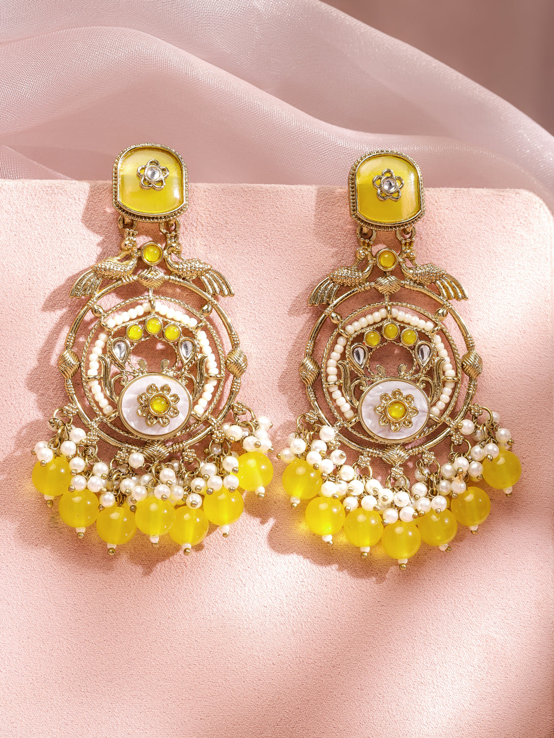 Yellow–White Chic Celebration Earrings