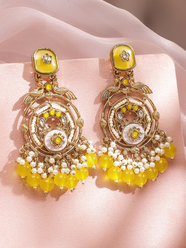 Yellow–White Chic Celebration Earrings