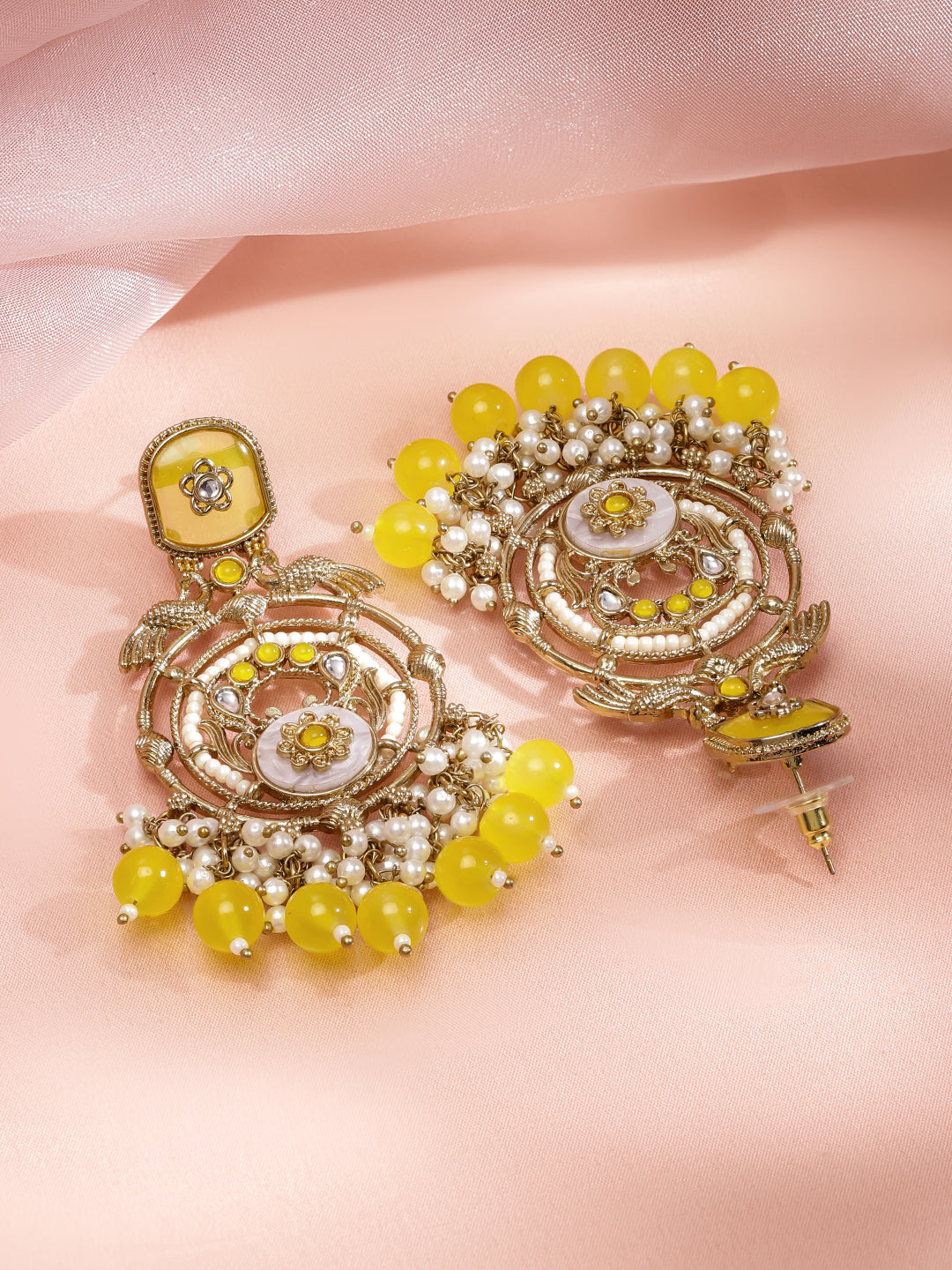Yellow–White Chic Celebration Earrings
