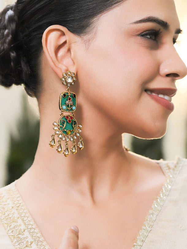 Vivid Gleam Kundan Danglers