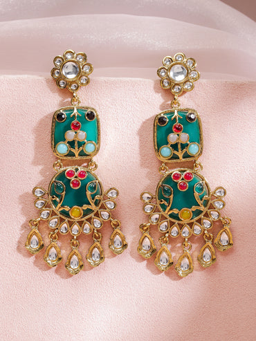 Vivid Gleam Kundan Danglers