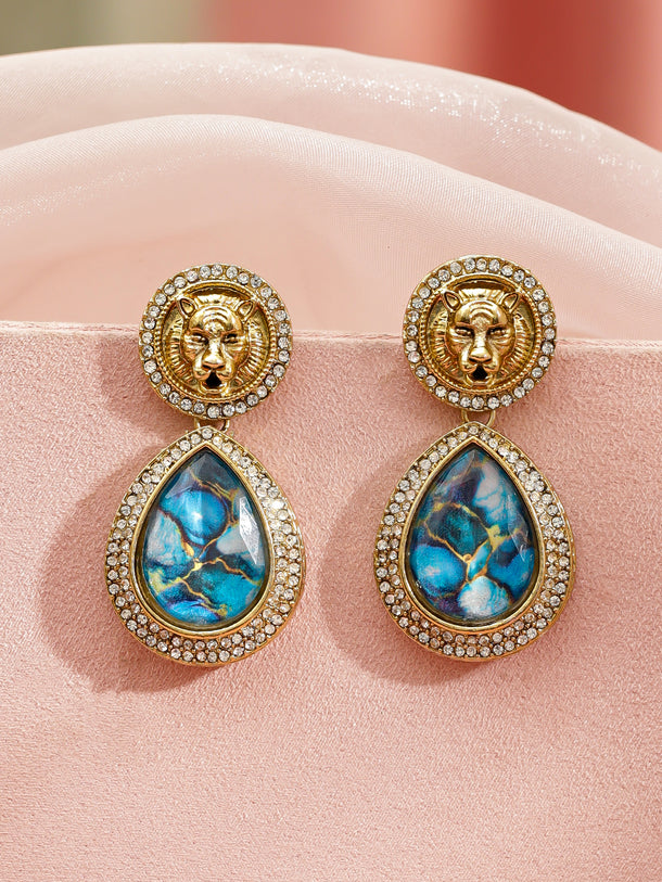 Royal Blue Stone Danglers