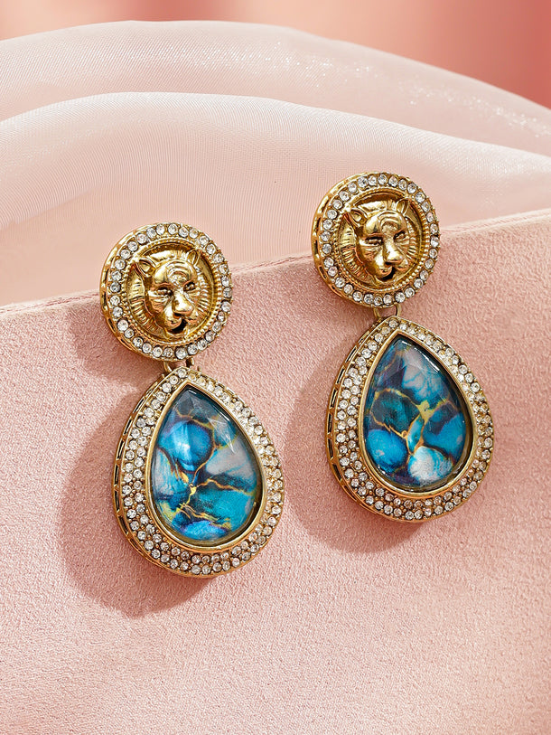 Royal Blue Stone Danglers