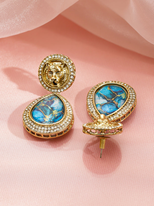 Royal Blue Stone Danglers