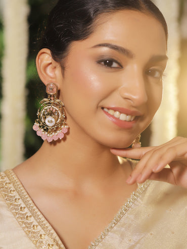 Delicate Pink Pearl Danglers